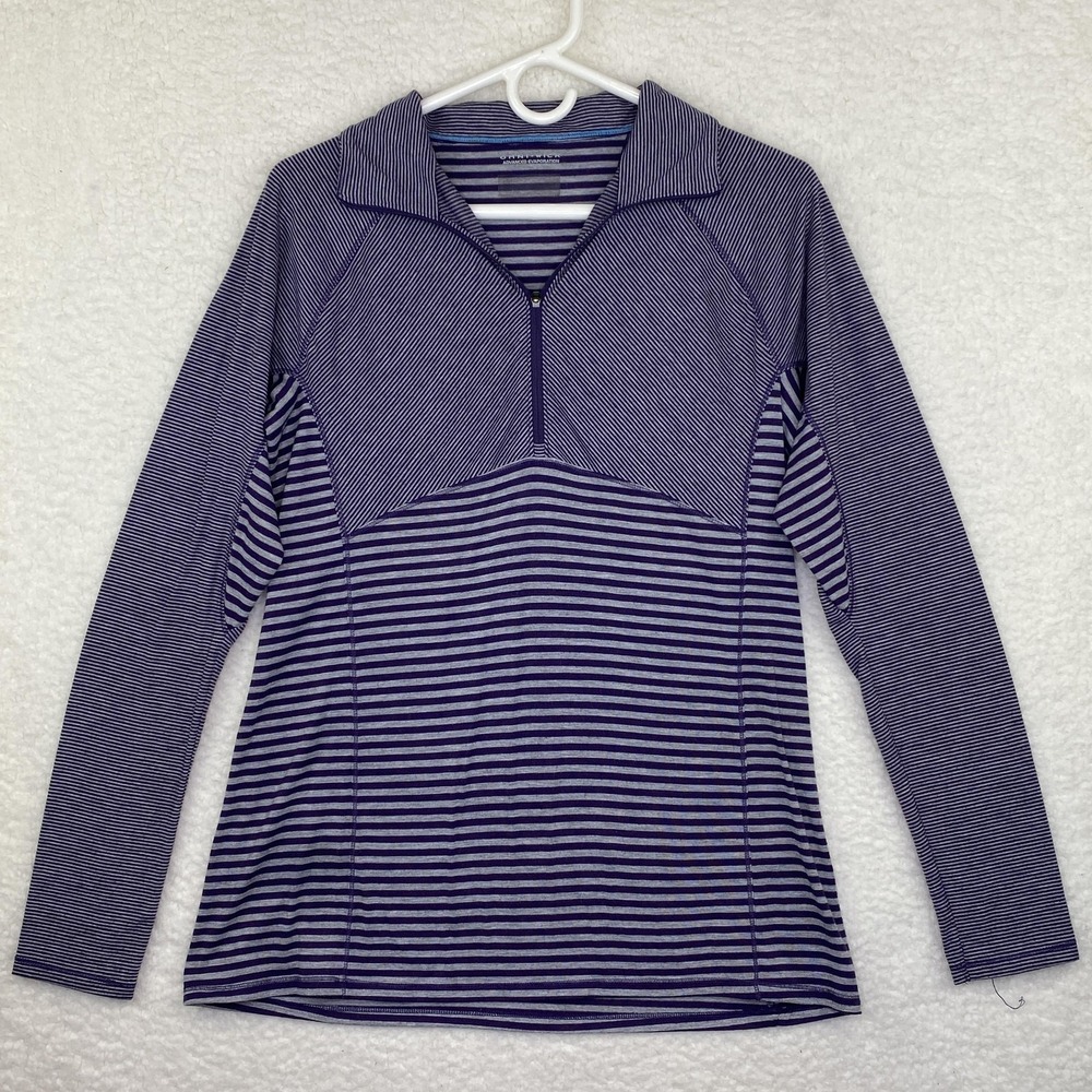 Columbia Pullover Womens S M Purple Striped 1/4 Zip Omni-Wick Activewear